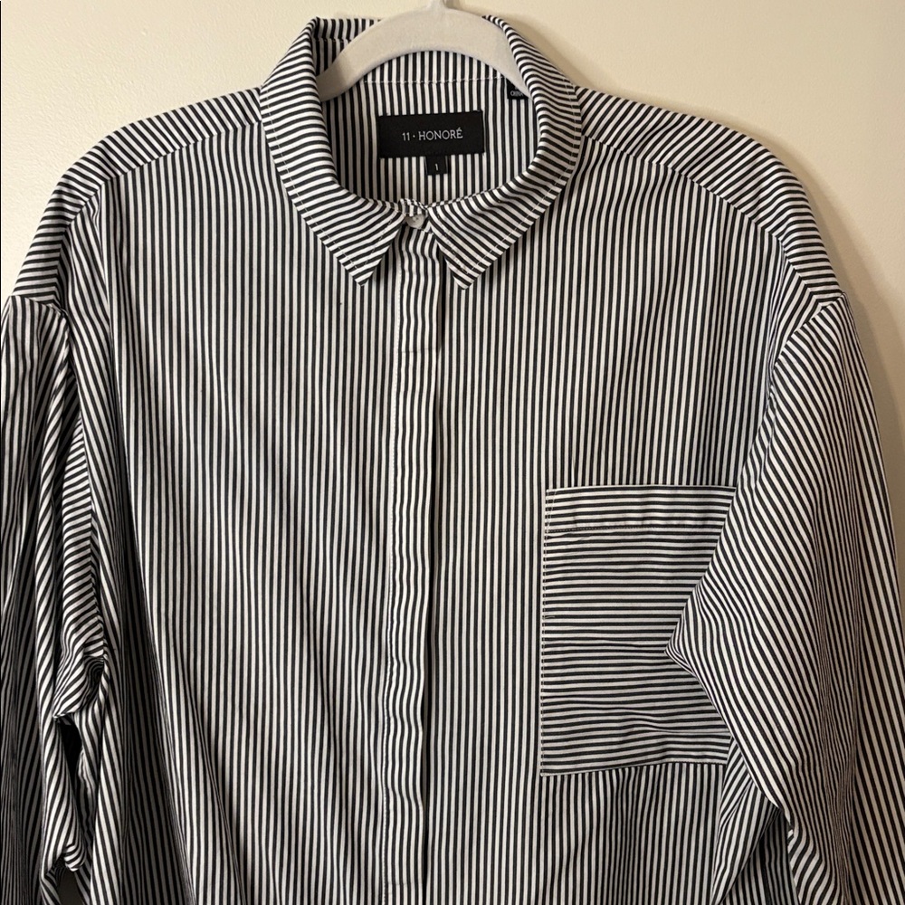 11 Honore size 1 (1X/14-16) Maeve Oversize Striped Button Down Shirt - Picture 4 of 10